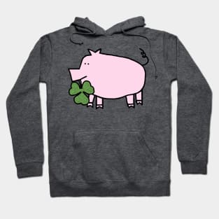 Cute Pig Holding Shamrock for St Patricks Day Hoodie